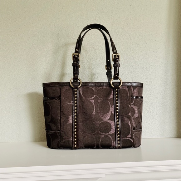 COACH Signature Metallic Print Shoulder Handbag - Picture 2 of 5